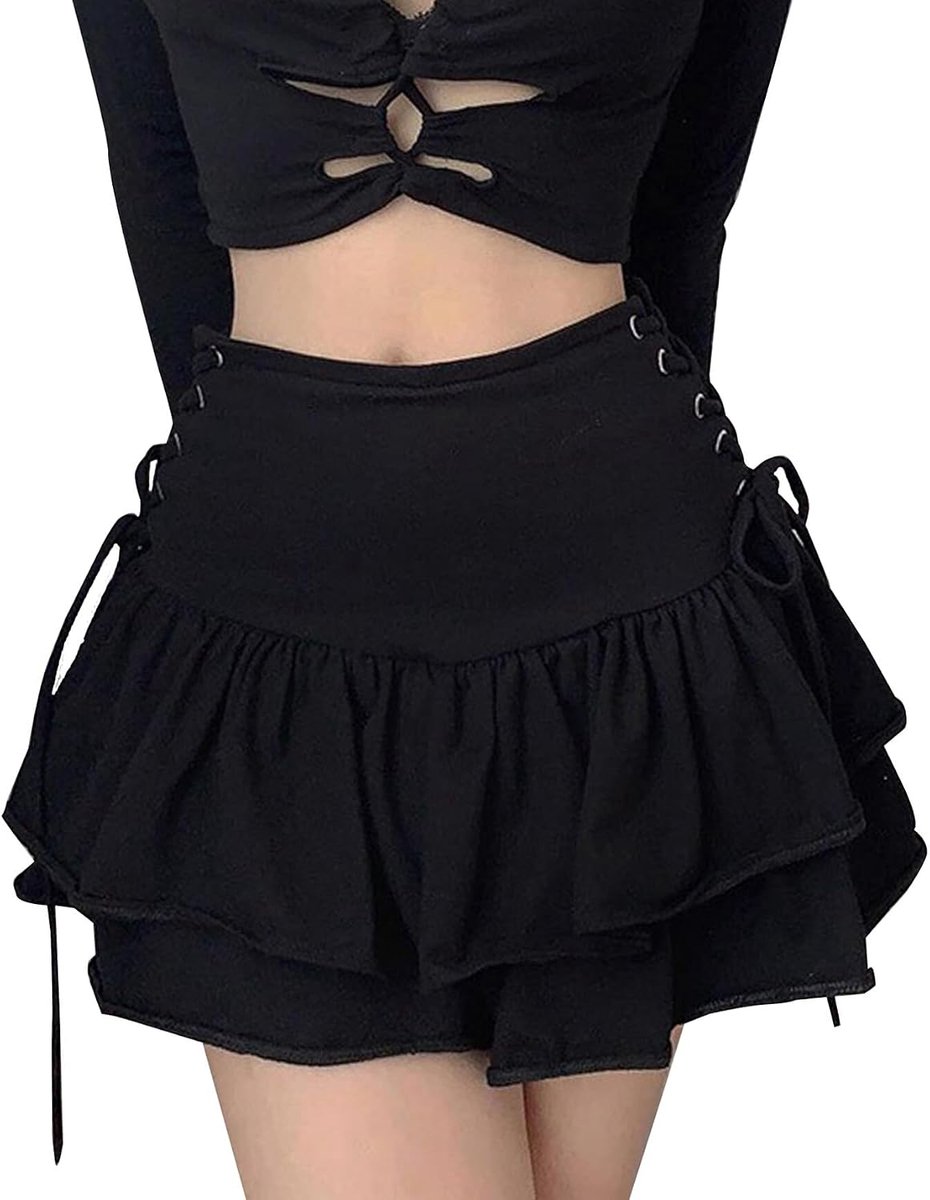 Gothic rok dames zwart korte punk minirok steampunk rok cosplay party club wear hoge taille A-lijn kant plooirok - S M L XL