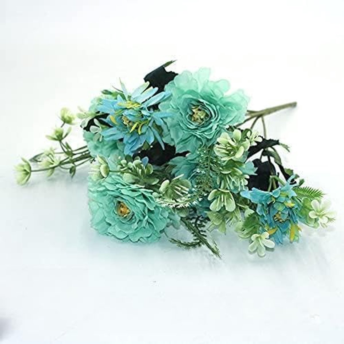 Nepbloemen Blauwe variëteit herfst nep thee rose pioen zijden bloem herfst gerbera daisy nep bloem plastic Diy Trouwaccessoires kunstbloem (Color : 10)