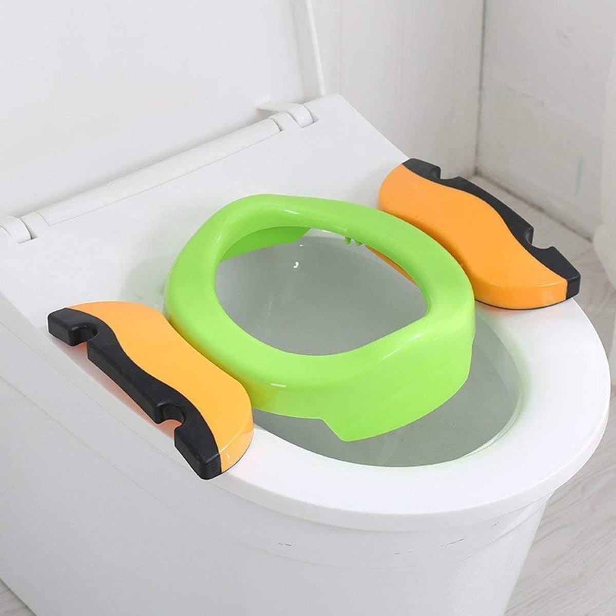 Toiletbril voor kinderen en baby's, draagbare toiletbril voor kinderen, met anti-slip functie, voor kleine kinderen groen