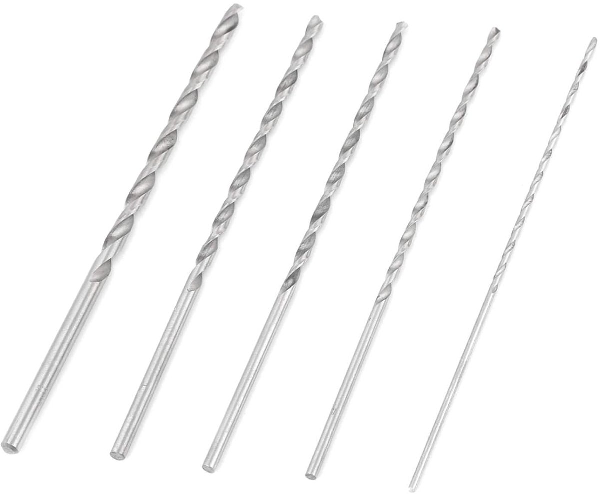 5 stuks extra lange spiraalboren, 150 mm, 2-5 mm, rechte schacht, HSS, extra lange spiraalborenset, voor hout van kunststof en aluminium