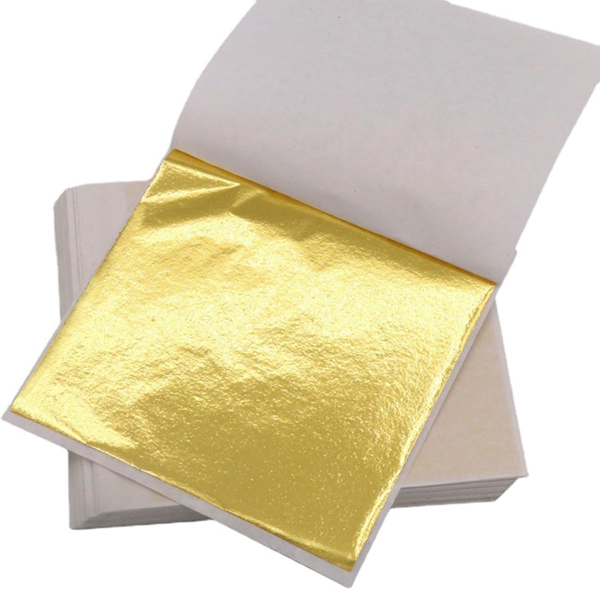 Bladgoud, bladgoud, bladgoud papier om te knutselen, bladmetaal, bladgoud, acrylschilderij, voor knutselen, doe-het-zelf knutselen (8 x 8 cm)