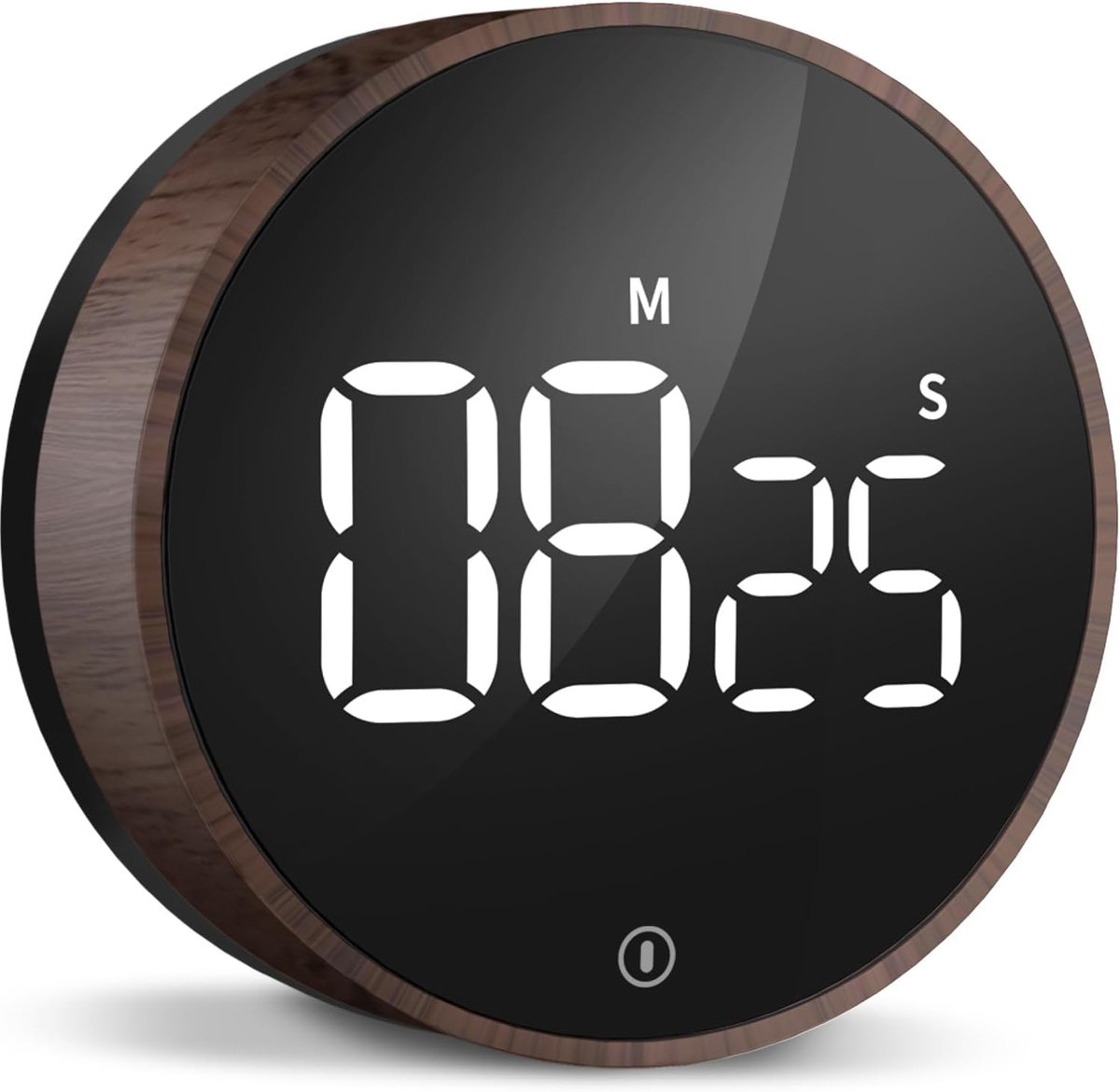 Digitale keukentimer: magnetische countdown-timer met 3 volumeniveaus, eierwekker met groot led-scherm voor thuis, fitness, klaslokaal (inclusief batterijen) (Donker houtnerf)