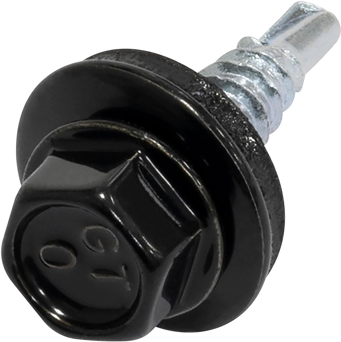 - C73103 - set van 80 zelfborende plaatschroeven Ø 4,8 x 20 mm + EPDM-afdichtschijf - RAL 9005 - DIN 7504K - kopgrootte 8 mm zeskant - van koolstofstaal - verzinkte afwerking