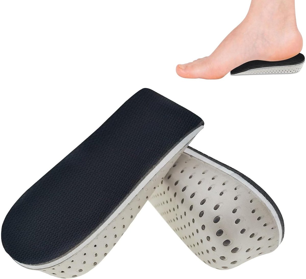 Ter verhoging van de hiel, 1 paar 2 cm, schokabsorberende uniseks inlegzolen van traagschuim, onzichtbare verhoging van de hoogte, inlegzolen, hielspoor, hielkussens