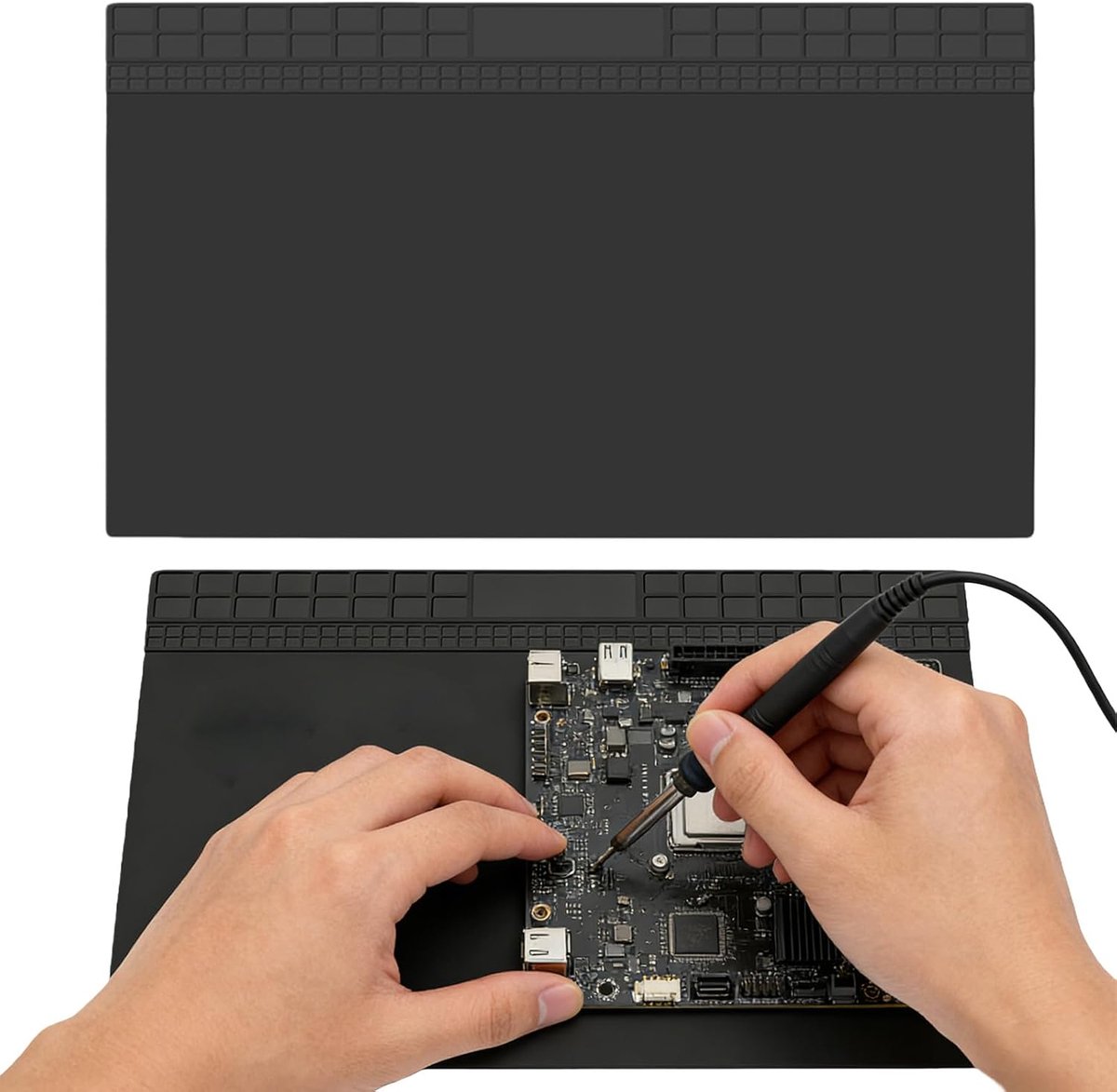 Antistatische reparatiemat, 70 x 40 cm, extra grote soldeermat, siliconen, 500 °C, hittebestendig, robuust, werkmat, siliconenmat, soldeeronderlegger voor soldeerpistolen, elektronica