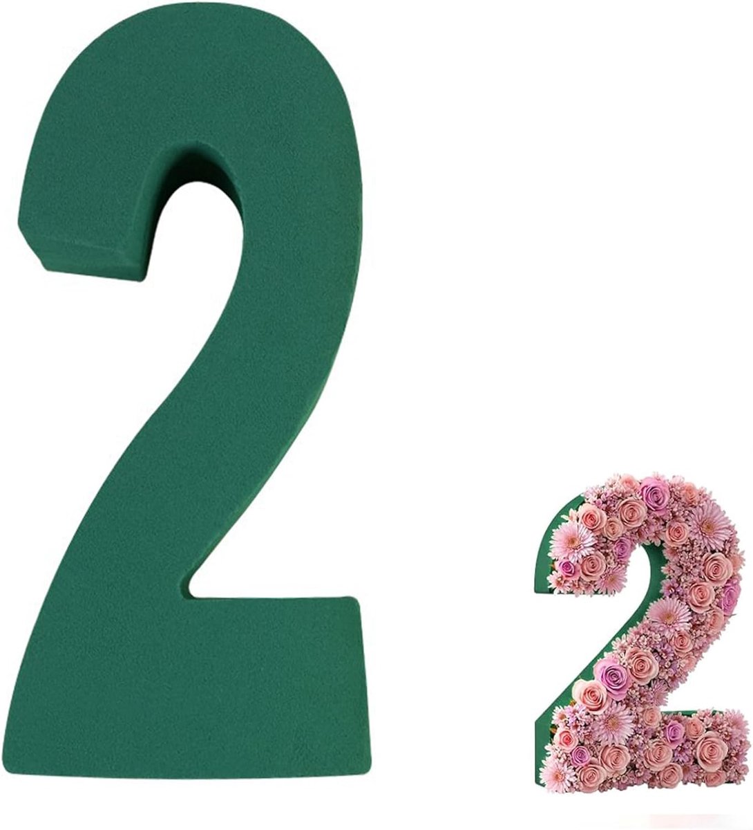 Schuim voor bloemen, bloemensteekschuim, digitaal bloemschuim, steekspons voor verse bloemen en kunstbloemen, steekspons voor knutselen, voor bruiloft, verjaardag, feest (groen, 2)