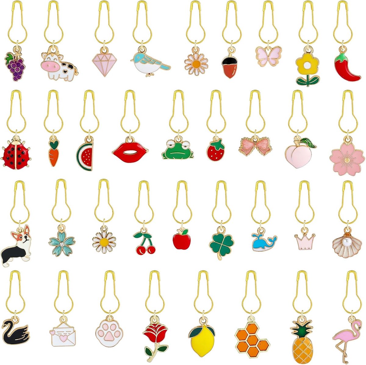 Leuke stekenmarkeerder bedel voor haken en breien, vergrendelbare hars haak brei stekenmarkeerder hanger met karabijnsluiting voor breien haakaccessoires
