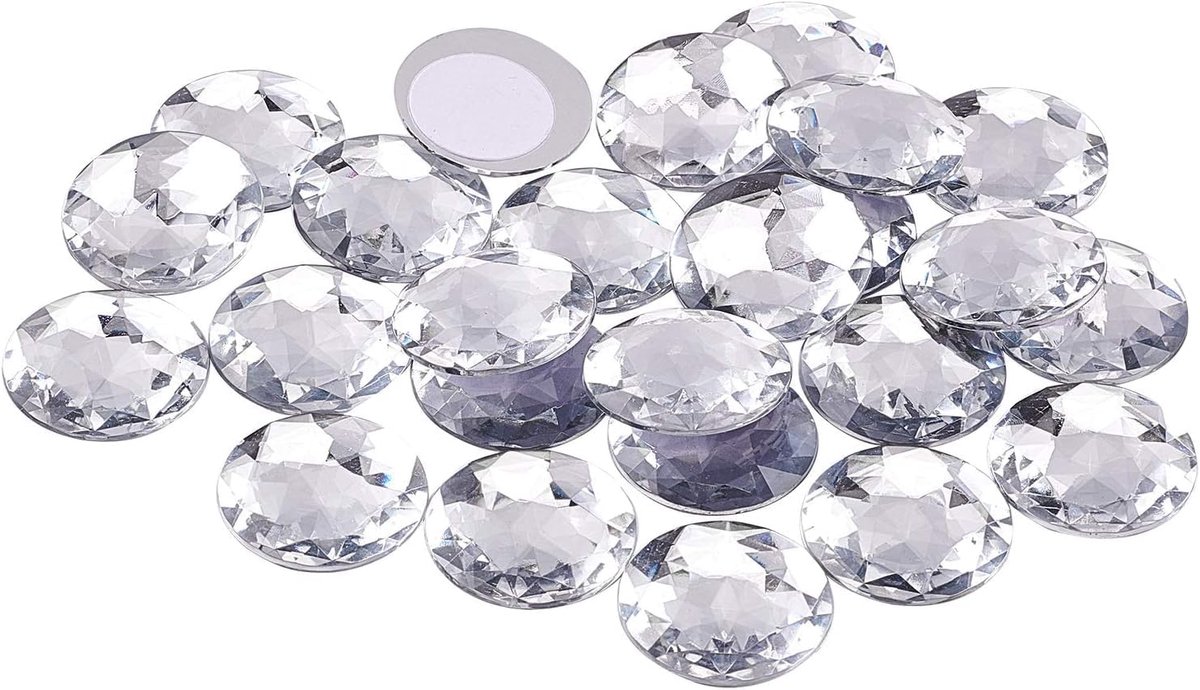 Strassteentjes, zelfklevend, kunststof, rond, met platte onderkant, hechten aan sieraden (kristal) voor sieraden, 50 stuks