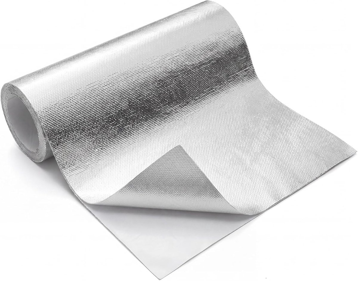 Hittebeschermingsfolie 30x1000 cm - Aluminium hittewerende mat tot 1000°C - Isolatiefolie, warmtescherm voor auto, verwarming, slang & badkamer (1,5 mm dik)