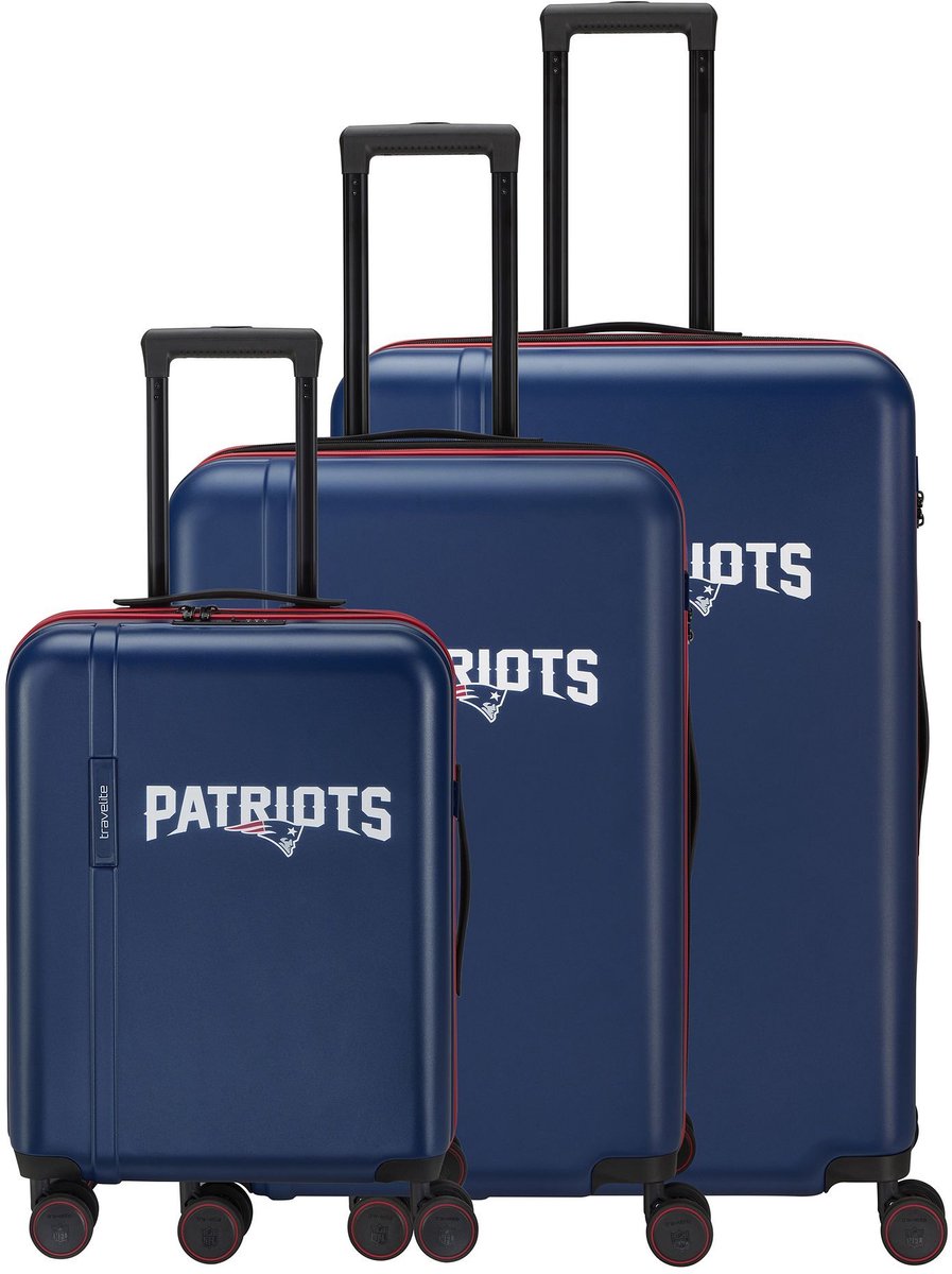 Travelite travelite x NFL 4 wielen Kofferset 3-delig met uitbreidingsplooi - Harde bagage - TSA slot - new england patriots