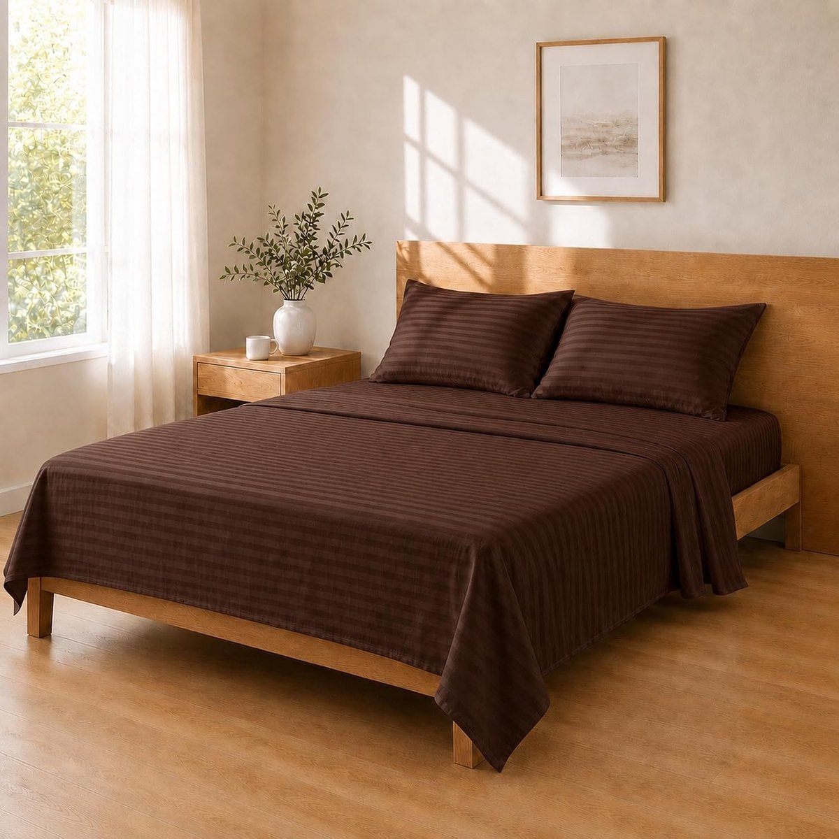 Lakenset Microvezel - Chocoladebruin - 240x250 / 180x200+25 / 50x80x2 - Compleet met Bovenlaken, Hoeslaken en Kussensloop - Voor een Knusse Slaapkamer