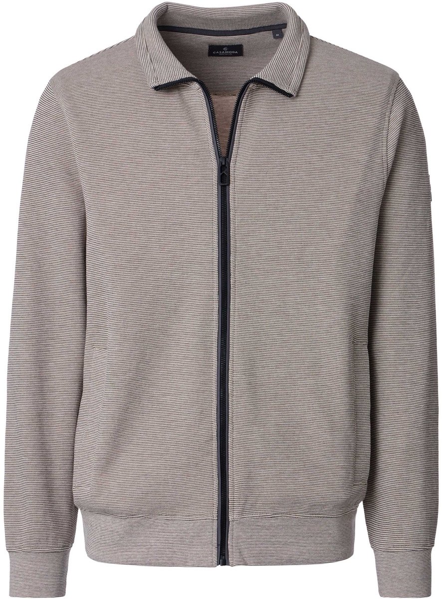 CASA MODA comfort fit sweatvest - beige - zwart