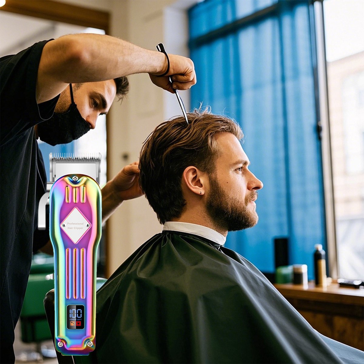 REDOM Tondeuse Set & Haartrimmer – Elektrische Haar Tondeuse – 0,45-8 mm – LCD Display – 9 Opzetkammen – Haar Knippen & Haarstyling – Thuisgebruik – RVS – Gradient thumbnail 4