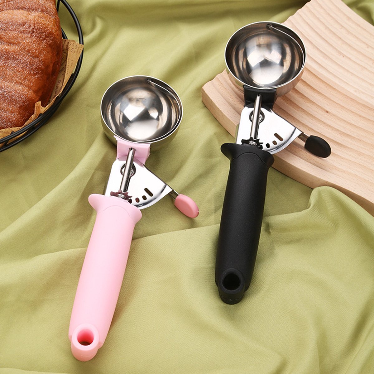 Claoner Ijslepels - 2 stuks RVS - Voor koekjes cupcakes muffins - Portiebeheersing - Stevig - Bakaccessoires
