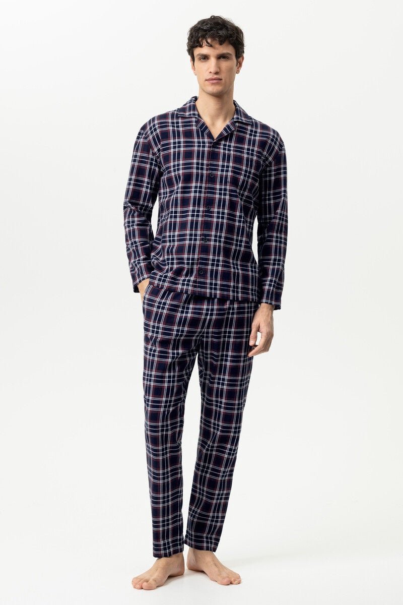 Mey Tweedelige knoopjes Pyjama Flanadian Heren 224010 668 yacht blue XL
