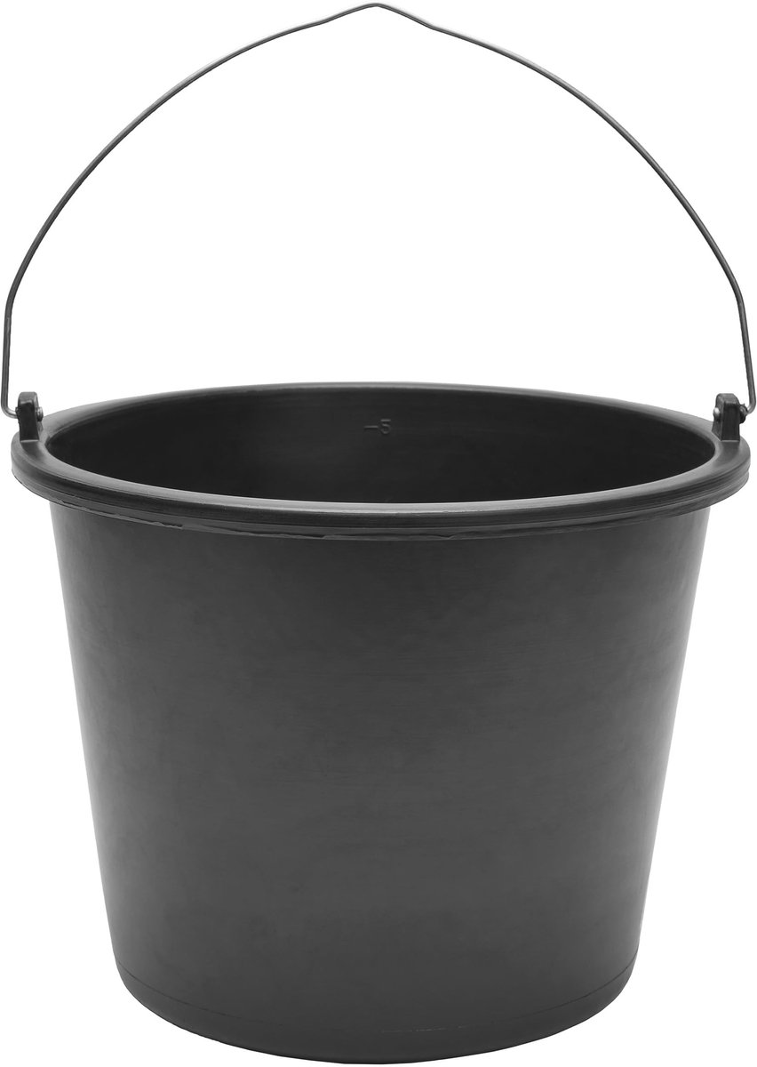 Elzusha - Set van 3 Bouwemmers 5 L - Robuust Gerecycled Plastic met Metalen Handvat