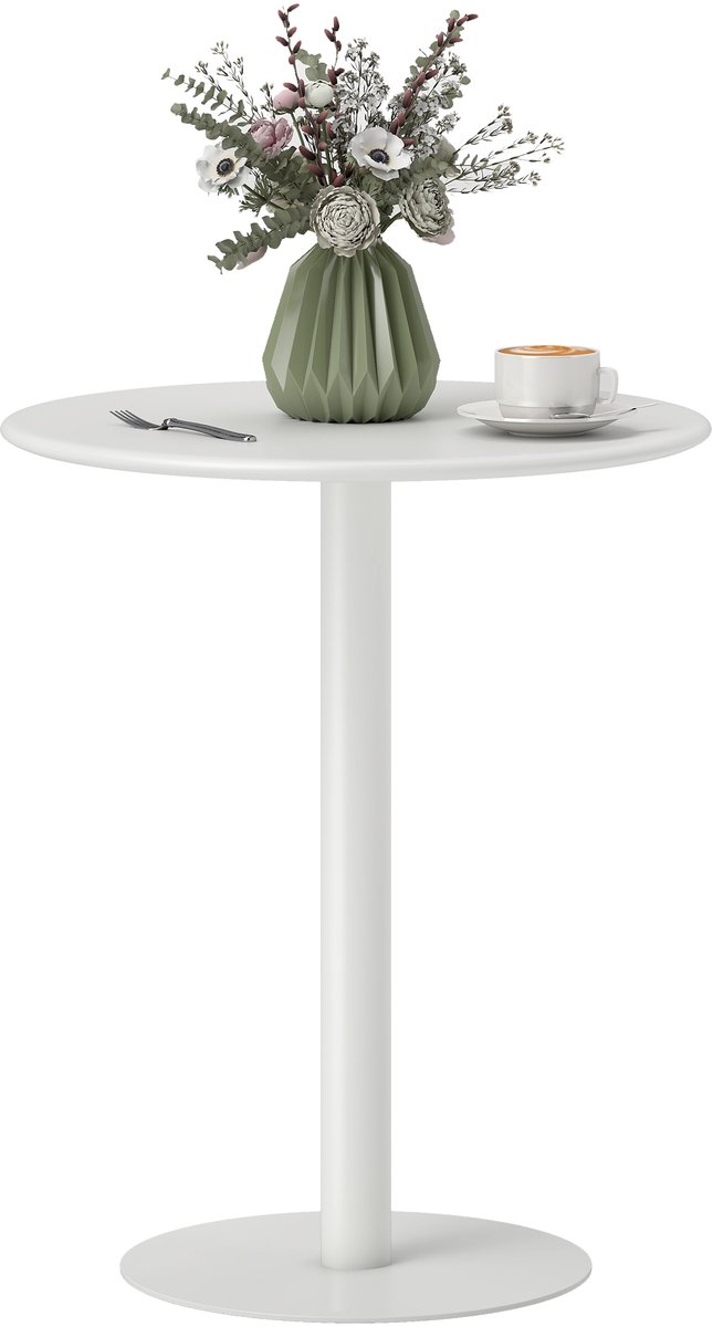 HOMCOM Dining Table-Stahl-60L x 60B x 72H cm-Weiß