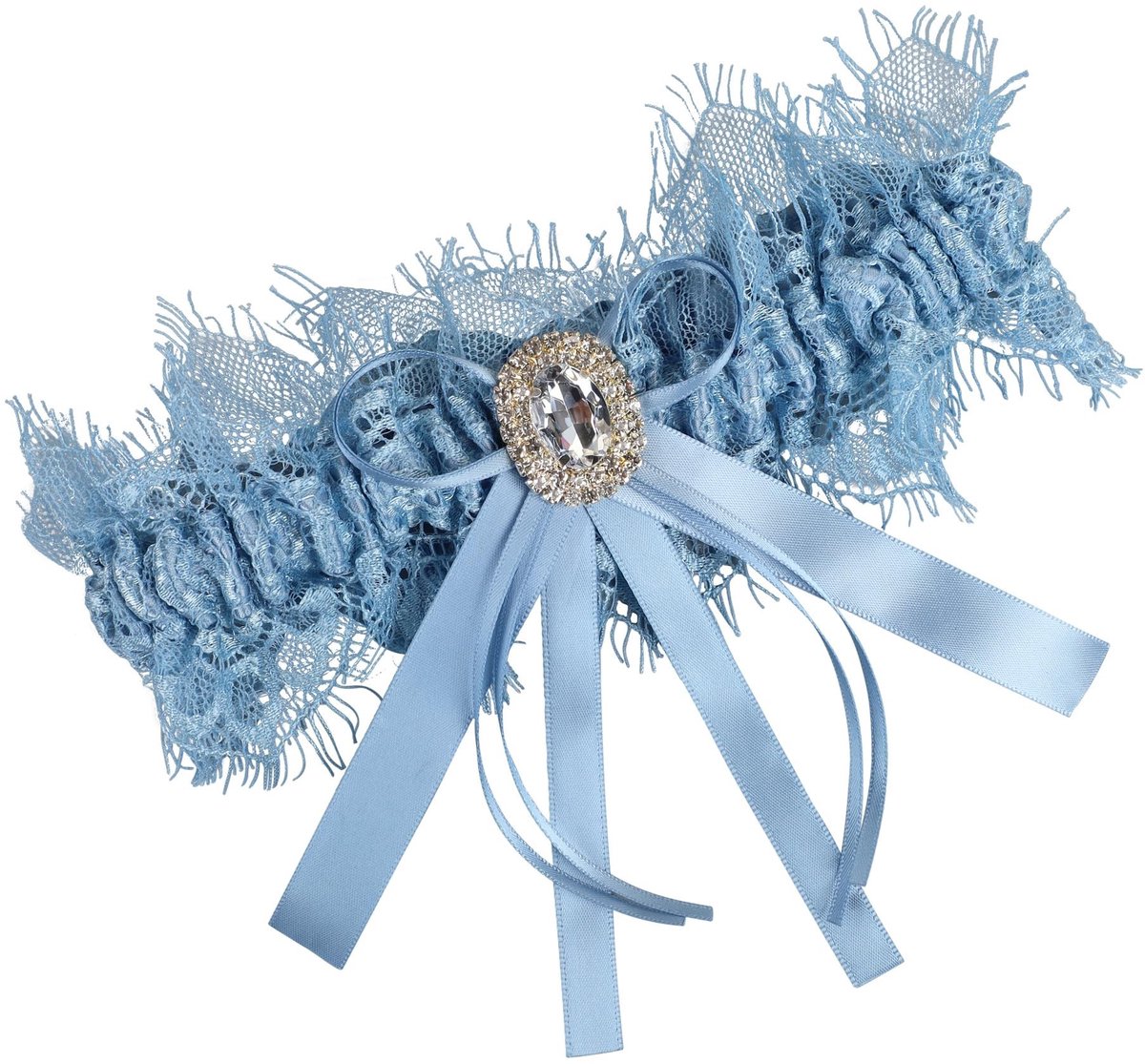 SolidKeus - Elegante Blauwe Kousenband met Kant voor Bruiloften