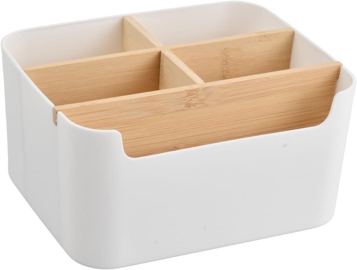Multifunctionele Bureau Organizer met 5 Verwijderbare Compartimenten, Wasbaar en Ruimtebesparend, Wit