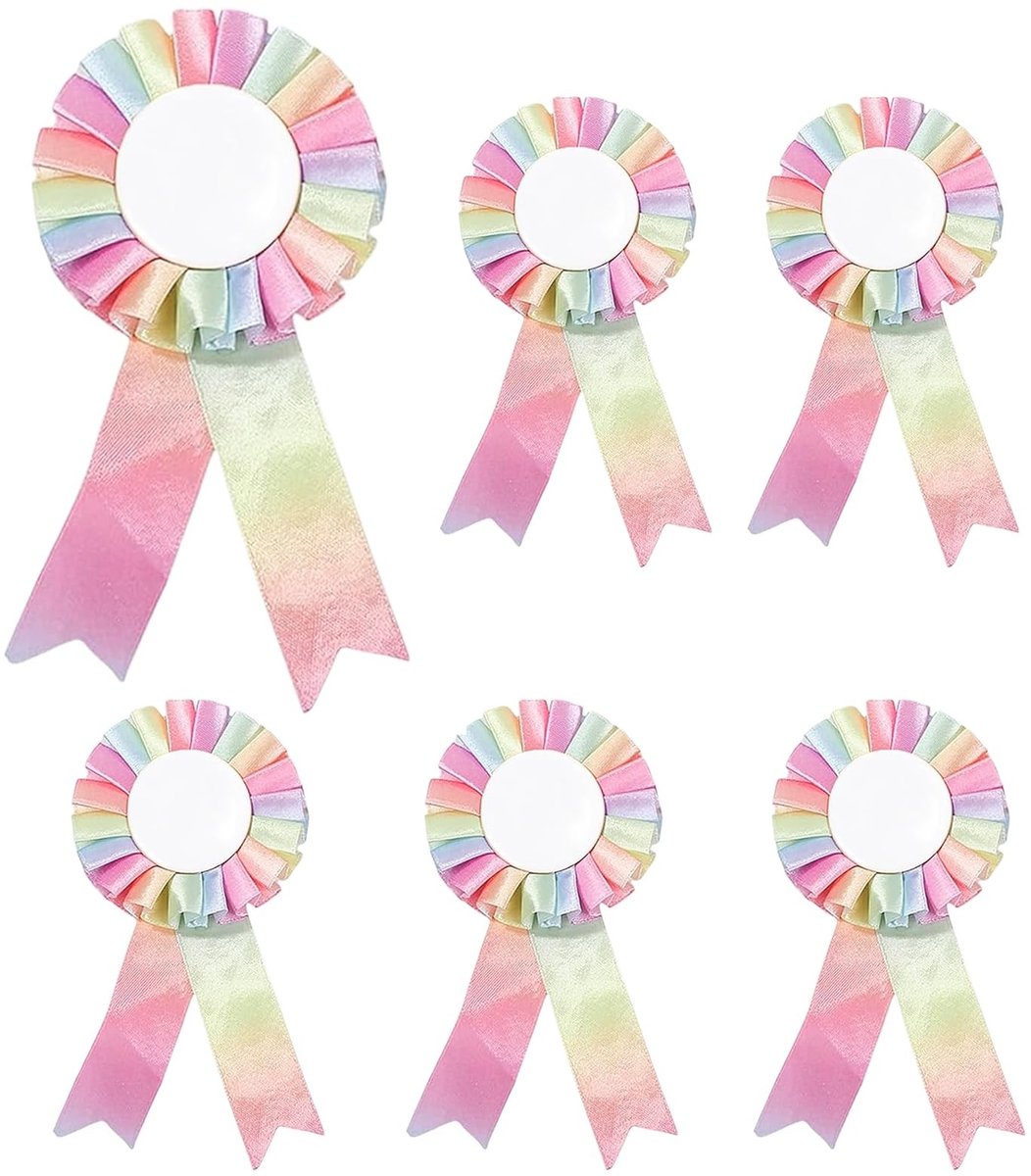 SolidKeus - Set van 6 Satin Rozen voor Prijzen en Feestjes (Multicolor)