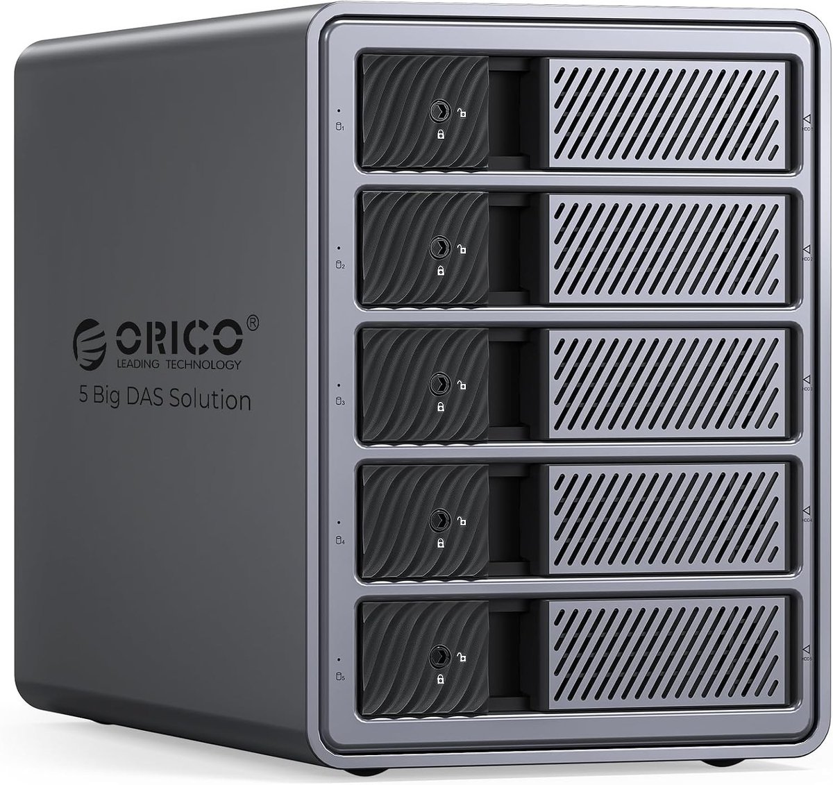 Aluminium Hard Drive Behuizing voor 5 HDD's, USB 3.0 Docking Station voor 3.5 Inch Tot 22TB, Compatibel met MacOS en Windows