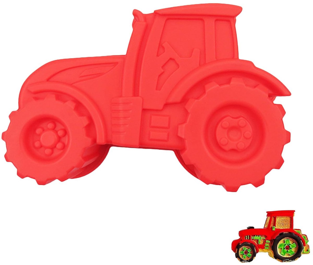 SolidKeus - Tractor Bakvorm, Silicone Mould voor Taarten en Desserts, Rood