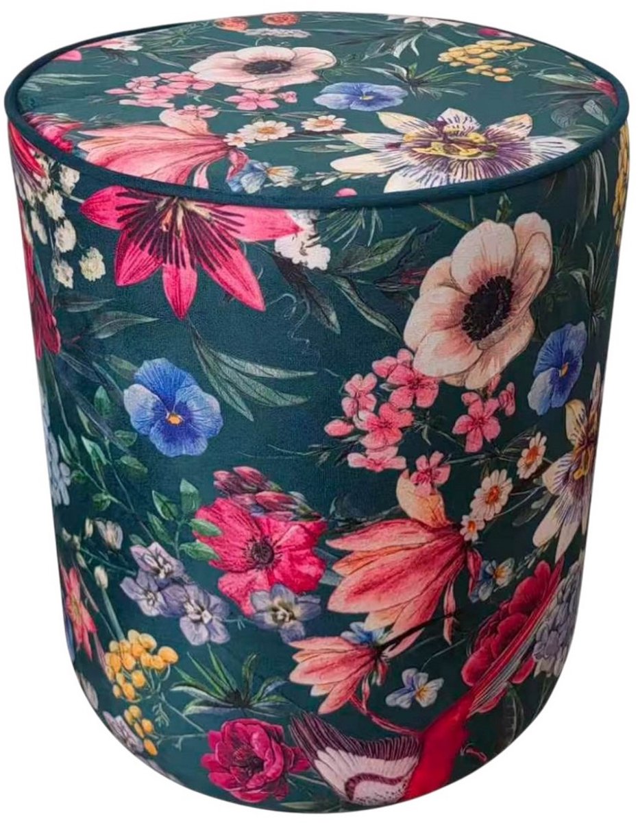 Poef fluweel Imelda blauw 35x35x40cm