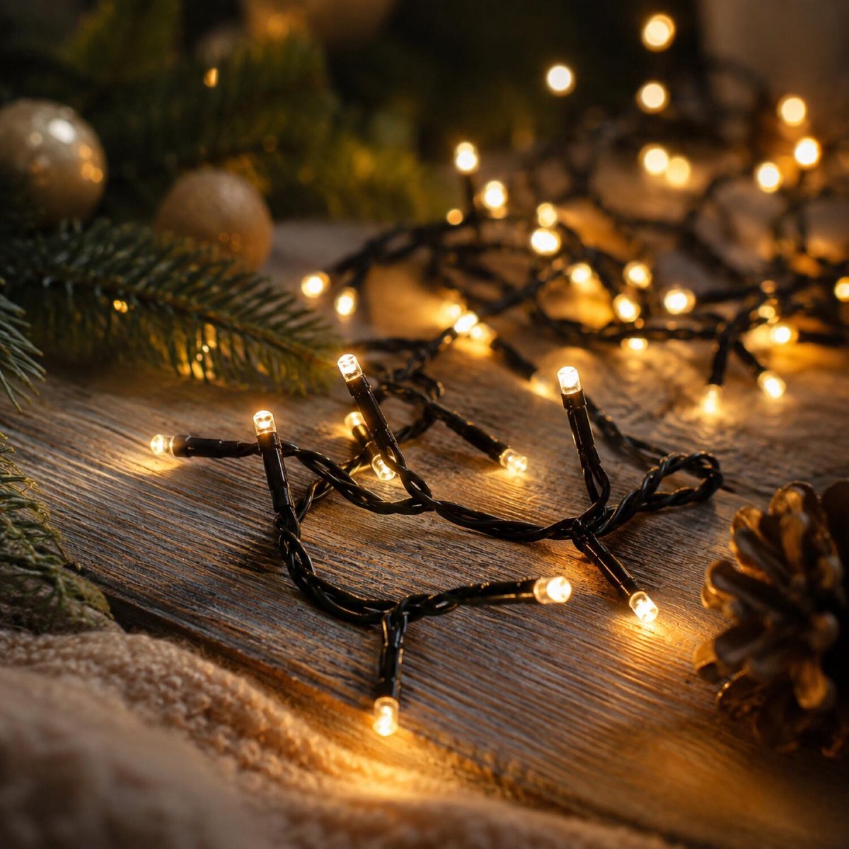 Kerst lichtsnoer 300 cm - 40 led lampjes - warm wit - zwart snoer - kerstverlichting – foto 3