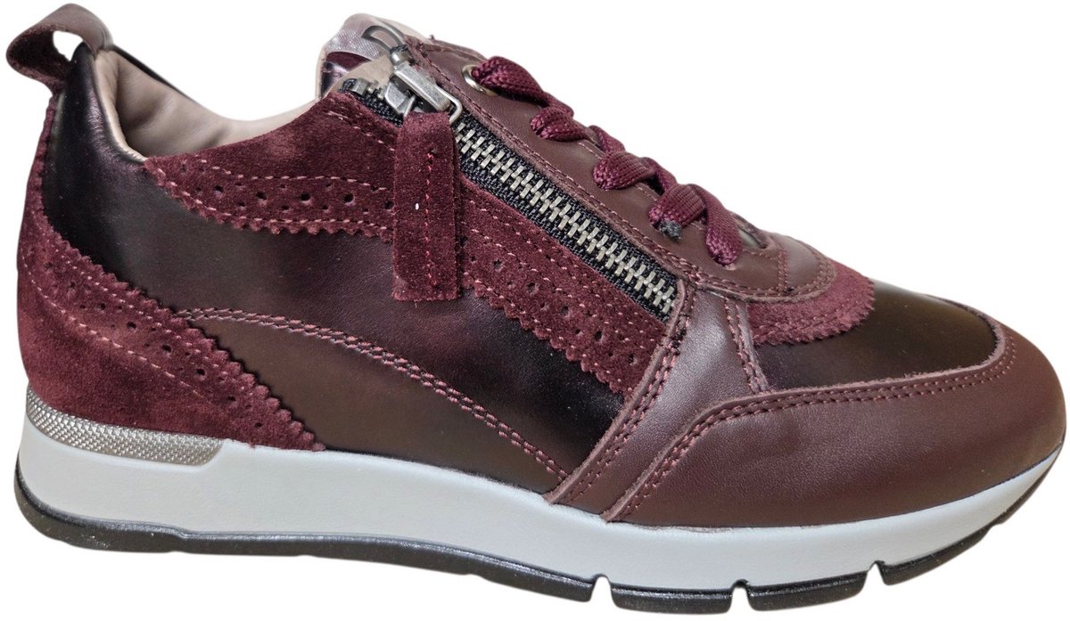 DL Sport 7116 944 03 Vitello Vino Sneakers Aubergine Leer Dames - Aubergine - 36