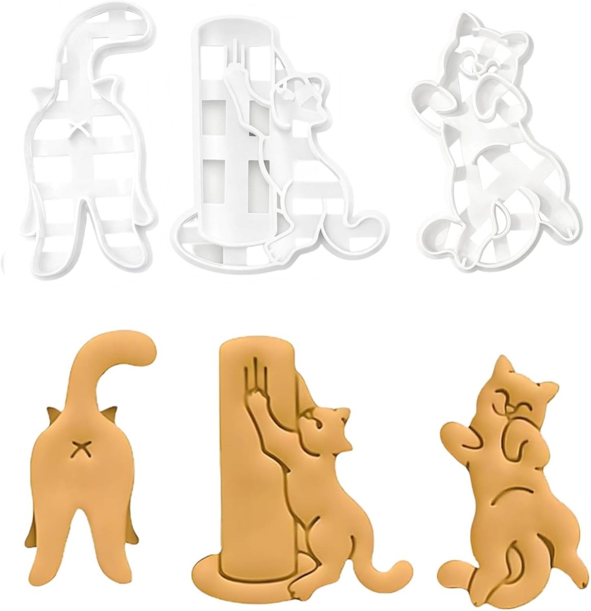 Set van 3 Plastic Koekjesuitsteekvormen voor Katten - Perfect voor Verjaardagsfeestjes en Bakplezier