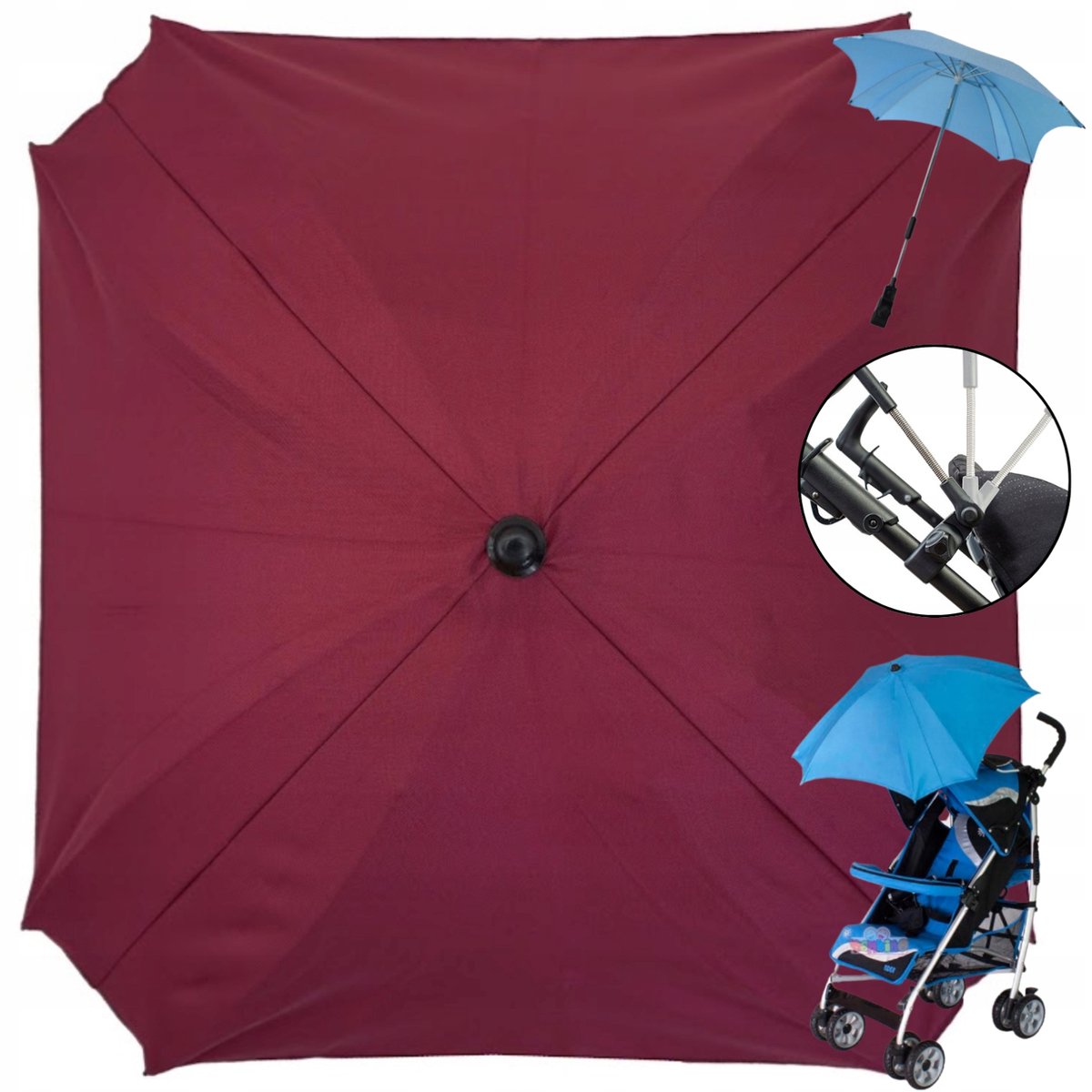 Universele Kinderwagenparasol Bordo UV-bescherming