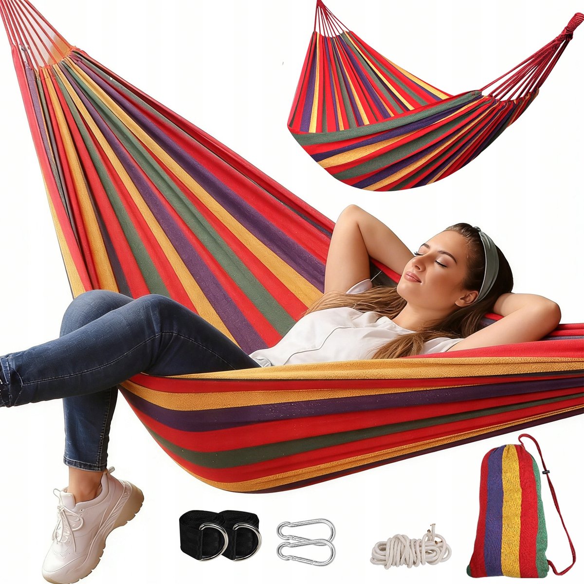 Grote 2-persoonshangmat XXL 270x150cm - Sterk en draagbaar met tas