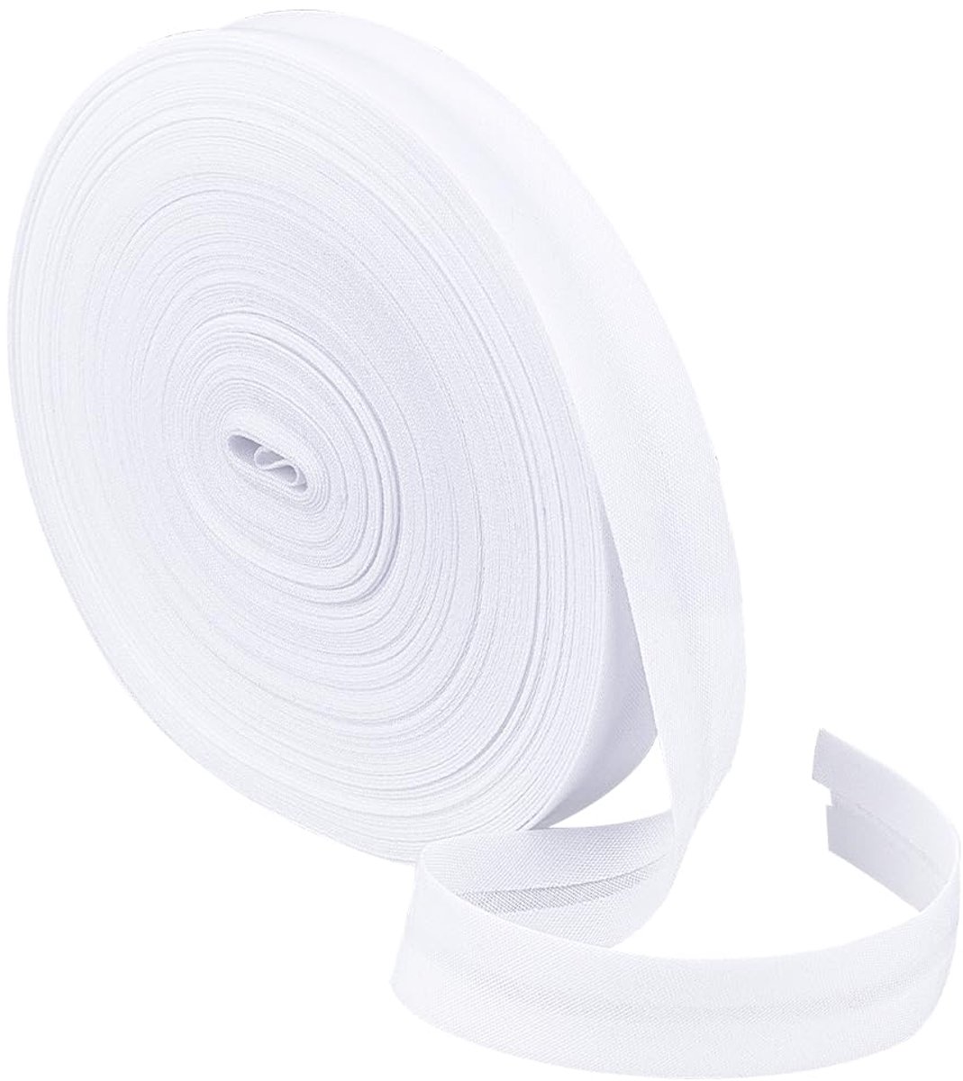 Vouwband 20 m 14 mm breed wit voor naaien en afwerken