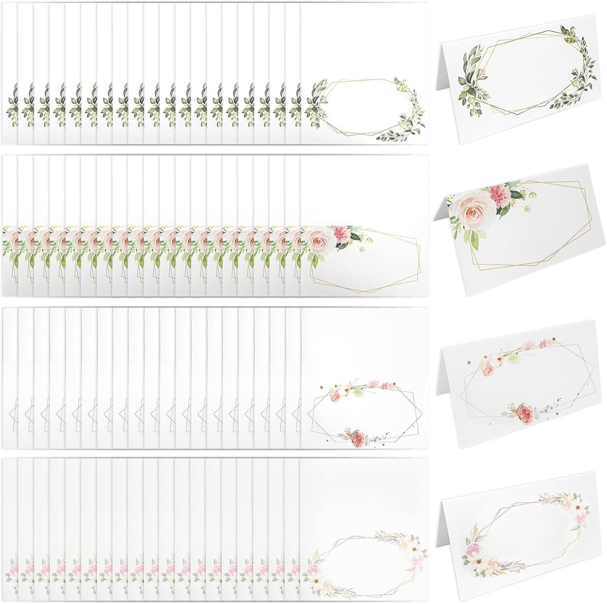 80 stuks 4 patronen plaatskaarten bruiloft decoraties 9 × 10 cm bruiloft plaats kaarten bloem takken, tafel naam plaats kaarten zitkaarten plaatsing tags voor tafel instelling plaats kaart bruiloft