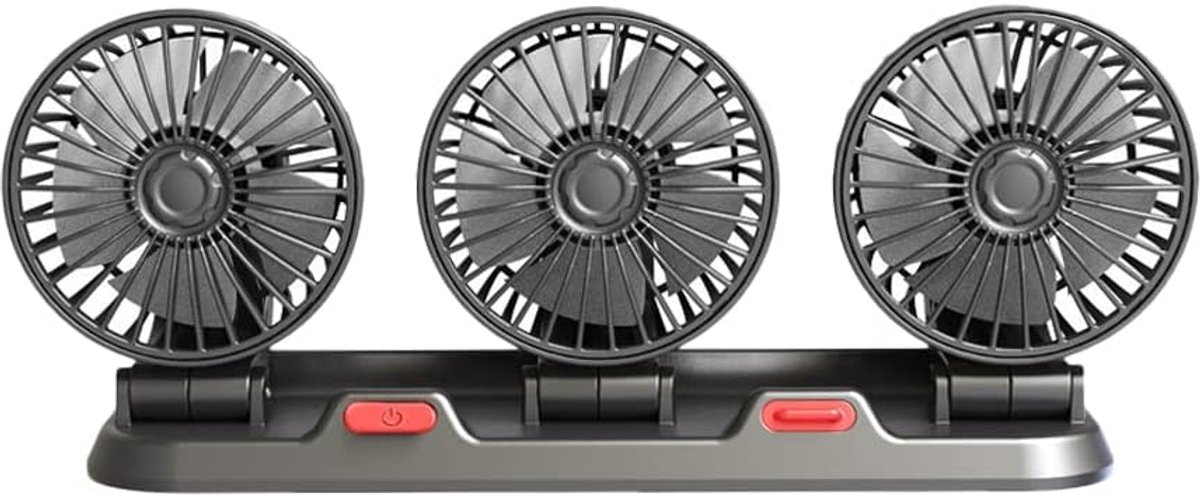 12 V driekops-ventilator met sigarettenaanstekeraansluiting voor vrachtwagen, bestelwagen, SUV, camper, boot, 360 graden horizontaal 180 graden draaibaar, verticaal verstelbaar