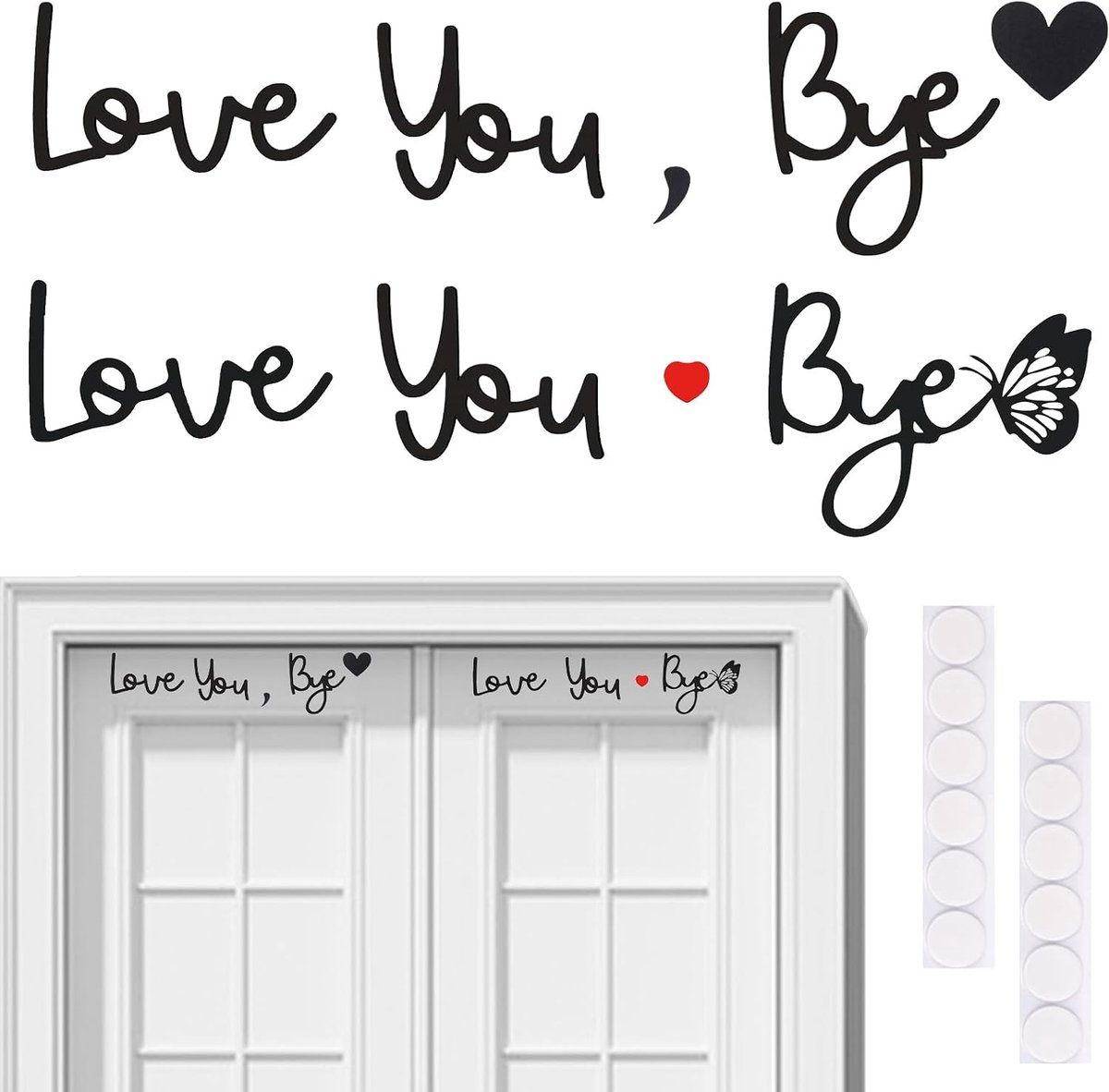 2 Set Love You Bye teken boven de deur, zwart houten bord, woondecoratie met tape, boho, deurbord, muurdecoratie, voor familiekunst, cadeau
