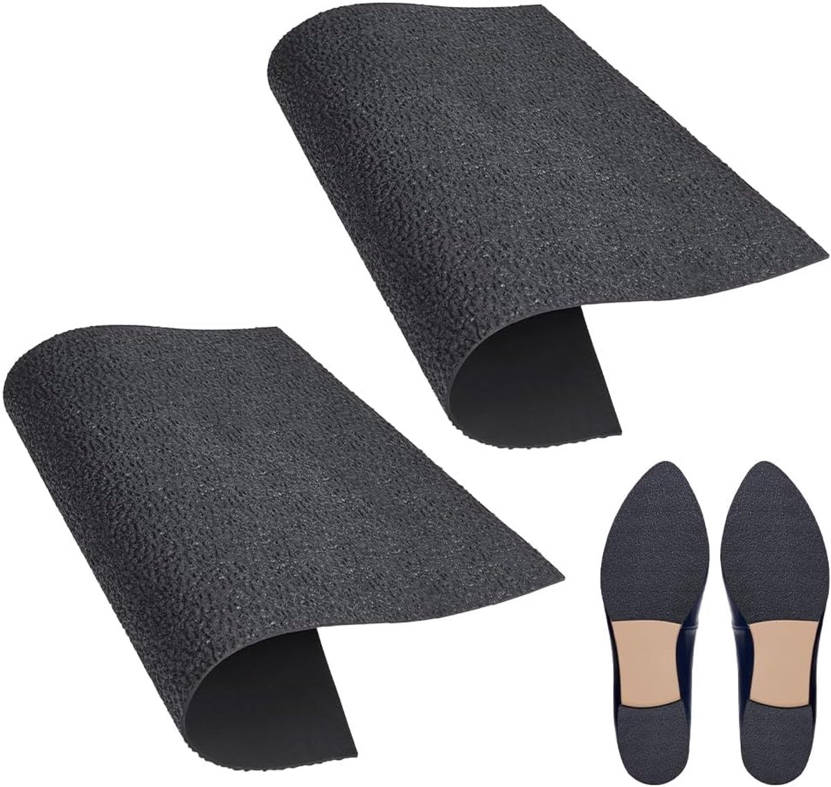 2 Stuks Hak Reparatie Pad, 2,5 mm Antislip Rubberen Zool Pad Zwarte Schoenen Bodem Verhoogde Graan Zool Vel Repareren Materiaal voor Vrouwen Mannen Schoenen, 38x28cm