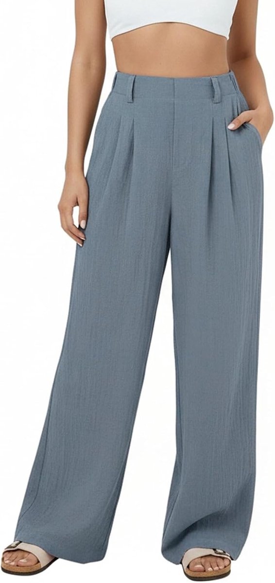 Broek voor dames, zomer, elegant, wijde broek, hoge taille, zakelijke broek, wijde pijpen, palazzo-broek met zakken, casual kostuumbroek, losse werkbroek, kantoor, vrijetijdsbroek
