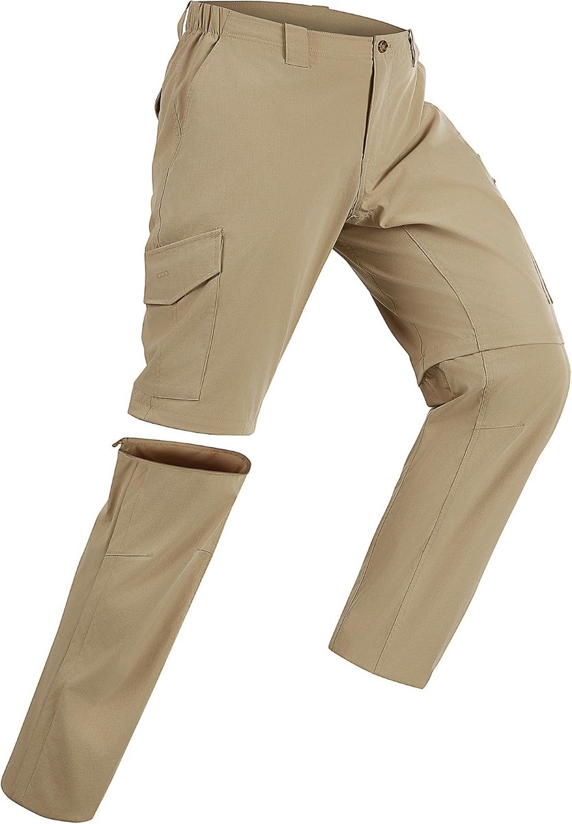 33,000ft Wandelbroek voor heren, afritsbroek, ademend, afneembaar, stretch, outdoorbroek met 6 zakken, zomer, functionele broek, sneldrogend, lichte korte broek voor wandelen, fietsen