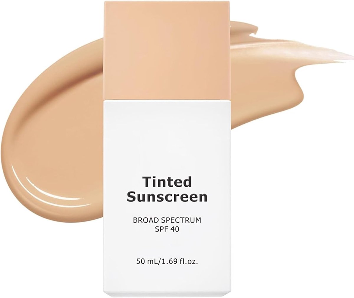 Zonnebrandcrème SPF 40+, Tone-up Sunscreen Broad Spectrum SPF 40, waterdichte zonwering voor de gevoelige huid, UV-bescherming, gekleurde zonnescherm, make-up primer, natuurlijke afdekking, niet vet