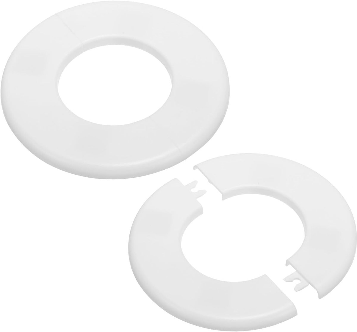 Muur splitflens 64 mm (2,52 inch), 2 stuks ABS ronde zelfklevende rozet plaat gesp waterpijphoes voor keuken badkamer arm pijpkraan decoratie, wit