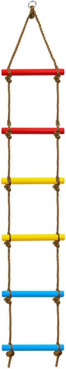 Touwladder, multifunctionele trapeziumschommel, houten hangladder, touwladder met karabijnhaak, outdoor klimspeelgoed