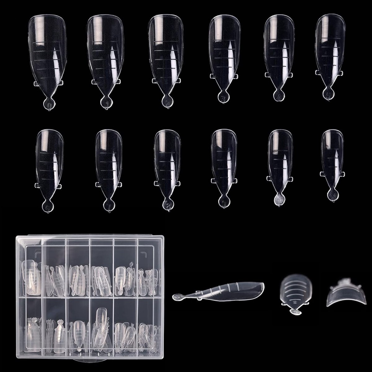 120 STKS Clear Volledige Cover Dual Nail Systeem Vorm UV Gel Acryl Nail Art Mold Kunstmatige Nail Tips met Schaal voor Uitbreiding (Model 9)