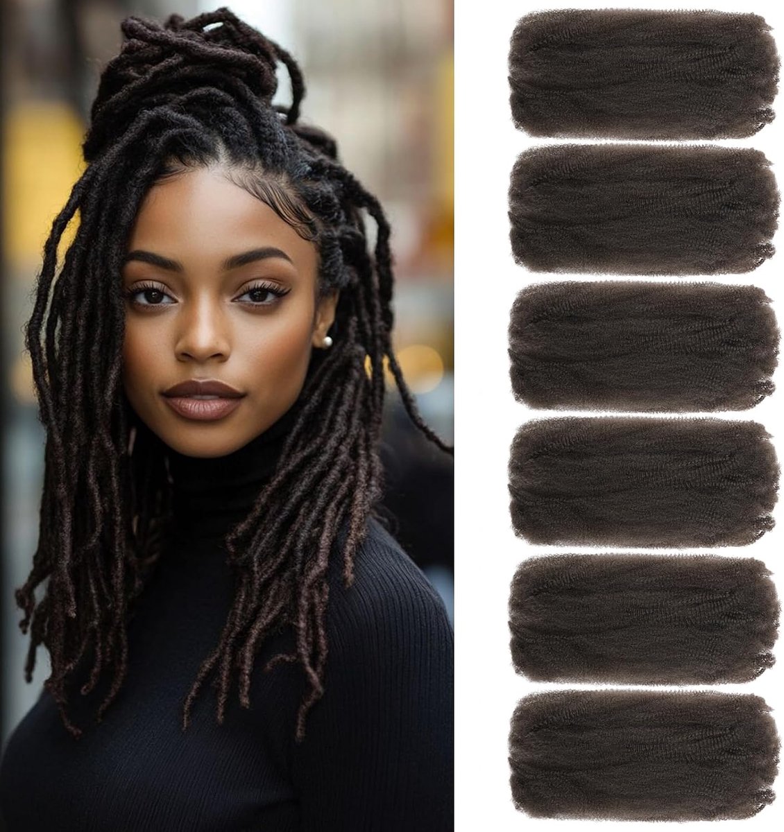 Kinky Bulk Hair 12 Inch Spring Twist Braiding Hair Bulk Locs Dreadlock Extensions Afro Kinky Curly Crochet Braid Hair (4#, 8inch-6pc)