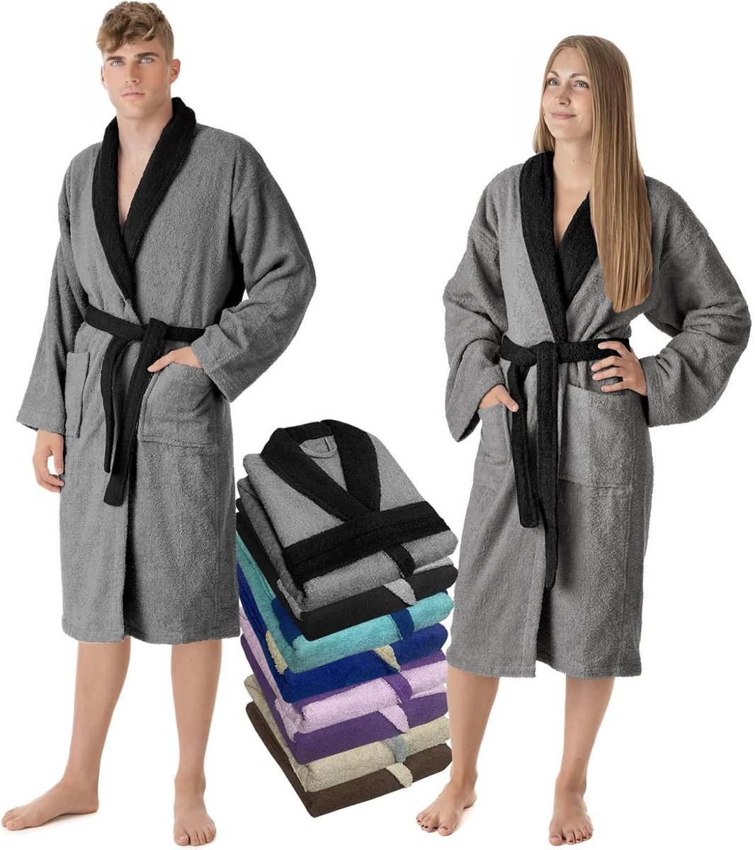 Badjas voor heren, 100% Amerikaanse badstof, 450 g/m², badjas, zacht, absorberend, uniseks, Oeko-Tex