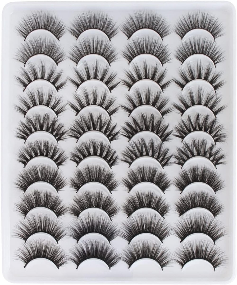 Pluizige Nepwimpers 20 Paren 3D Natuurlijke Wimpers Strips Nertswimpers Dramatisch Volume Herbreekbare Zachte False Eyelashes Voor Make-up Dierproefvrij