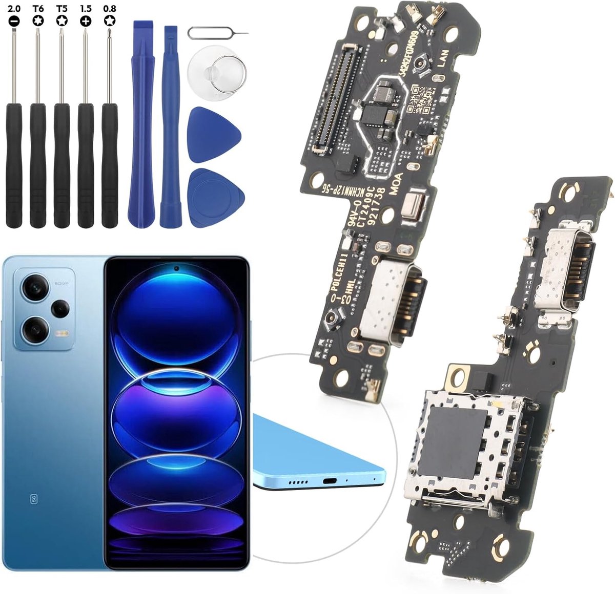Oplaadaansluiting compatibel met Xiaomi Redmi Note 12 PRO USB dock connector voor Xiaomi Redmi Note 12 PRO 5G flexibele kabel oplaadpoort oplaadbus vervanging