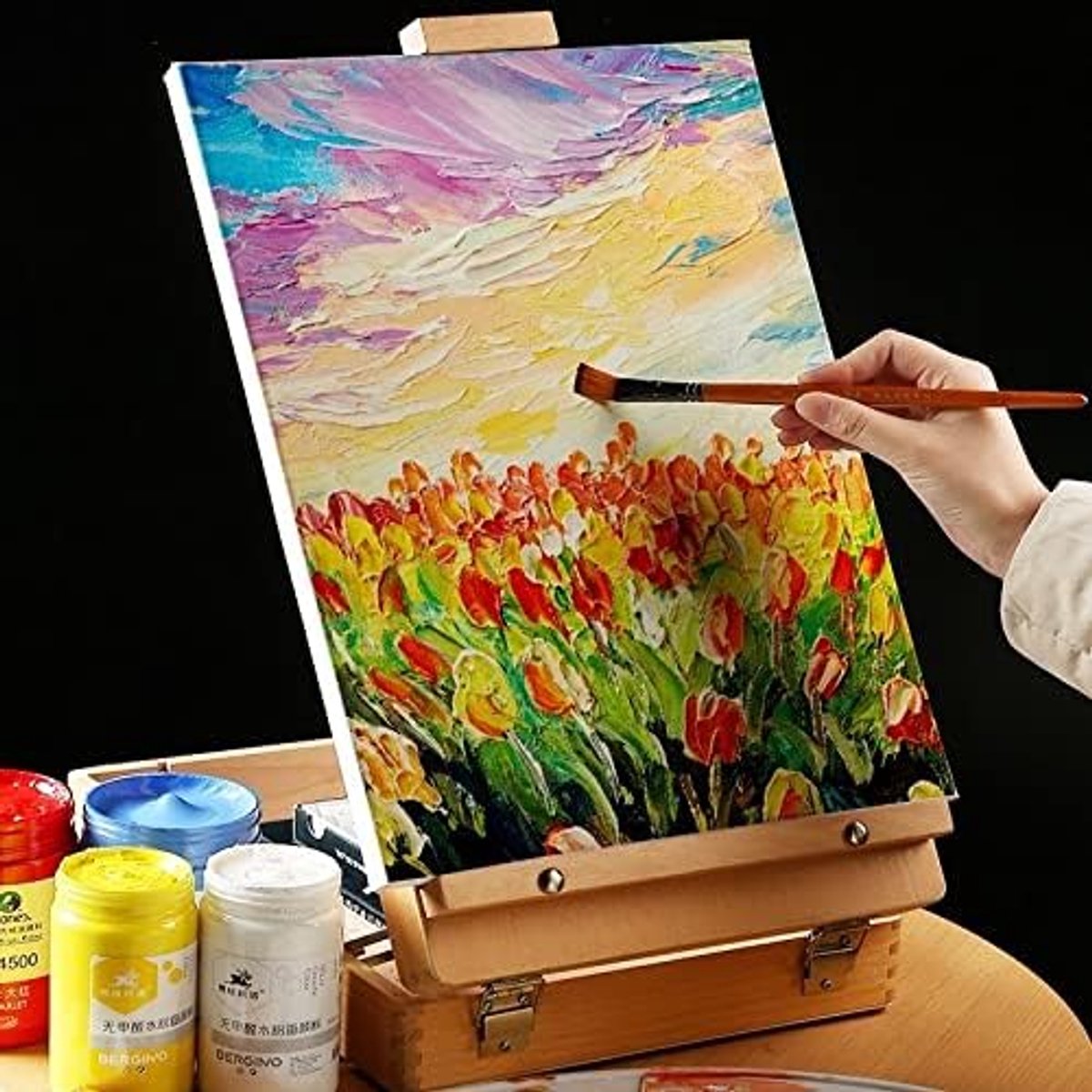 Ezel Houten ezel for het schilderen schets schildersezel tekening tafel doos olie verf laptop accessoires schilderij kunst levert for kunstenaar kinderen schildersezel