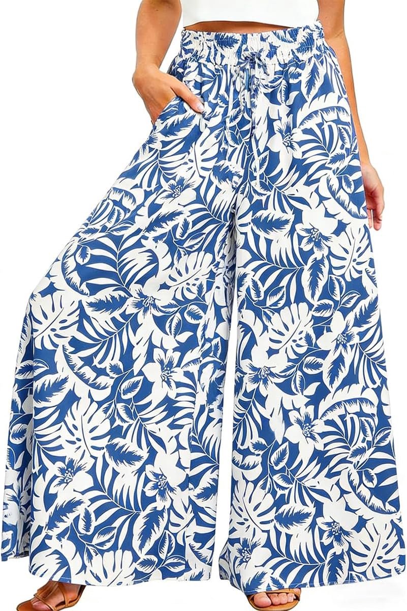 Broek Casual Elastische Taille Wijde Been Broek Loose Palazzo Broek Lounge Broek met Zak