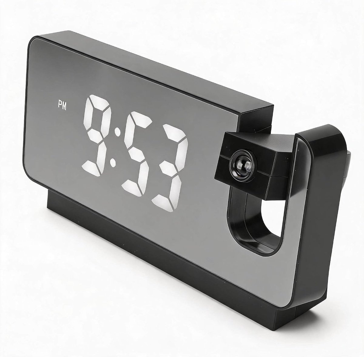 Digitaal met Projectie Projectie Wekker Projectie Wekker Datum Temperatuur Display 180 Graden Groothoek HD LED Scherm Projecteerbare Klok voor Startpagina (BLACK)